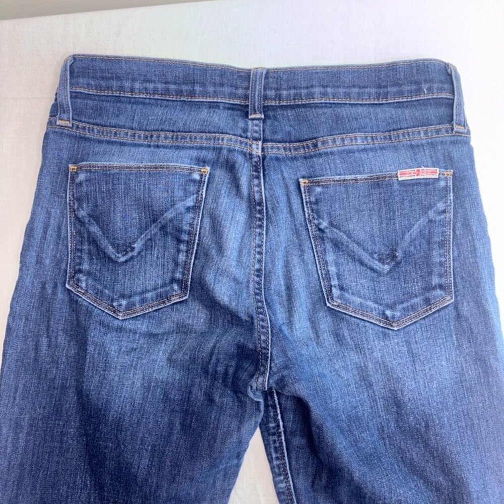 HUDSON JEANS Natalie Mid Rise Ankle Super Skinny Jeans Fray Size 28 Dark Wash